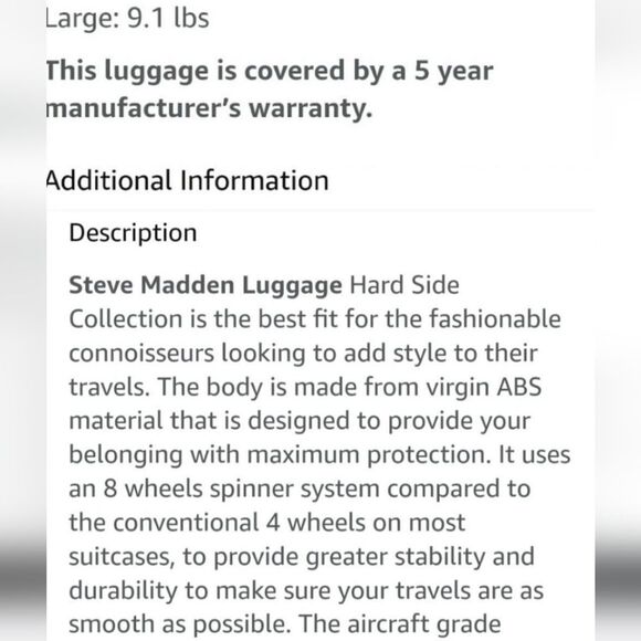 Steve Madden Branded Logo 28" Hard Side Logo Luggage- Rose - Picture 10 of 13